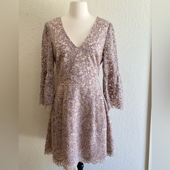 Eliza J Lace Mini Dress in Lavender - Picture 1 of 4